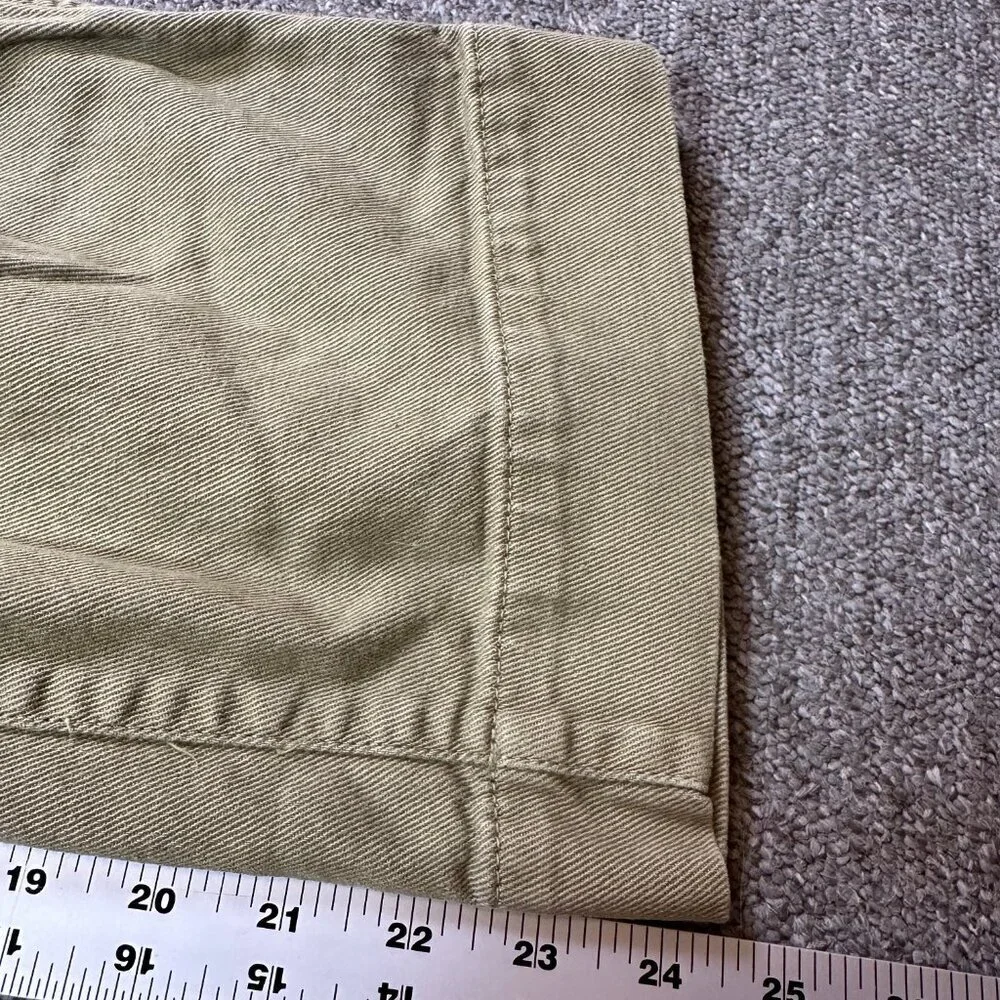 Quince Womens Organic Stretch Cotton Twill Wide-Leg Crop Pant, Olive Khaki Sz 26